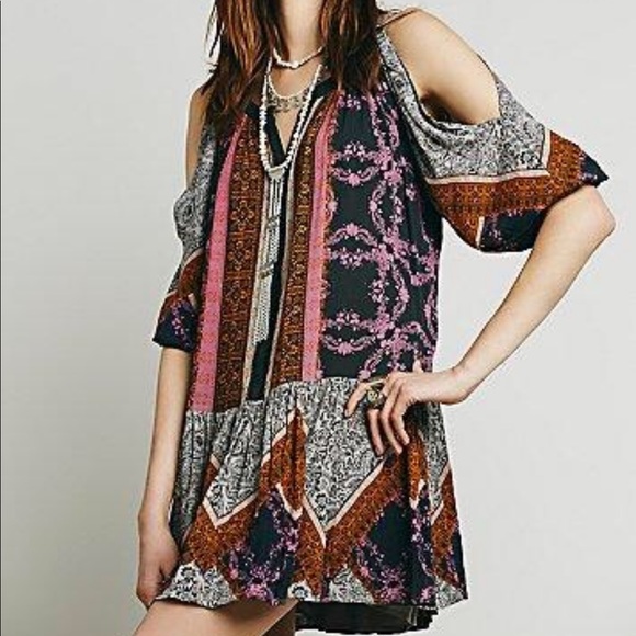 Free people cold shoulder boho dress 💗 - Picture 2 of 8